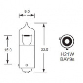 BAY9S H21W: BAY9S (H21W) base miniature halogen bulbs with 10mm diameter tubular glass from £0.01 each